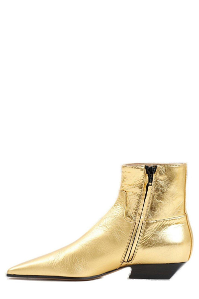 Shop Khaite Marfa Metallic Effect Ankle Boots In Oro