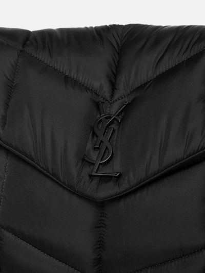 Shop Saint Laurent Quilted Nylon Puffer Shoulder Bag In Black