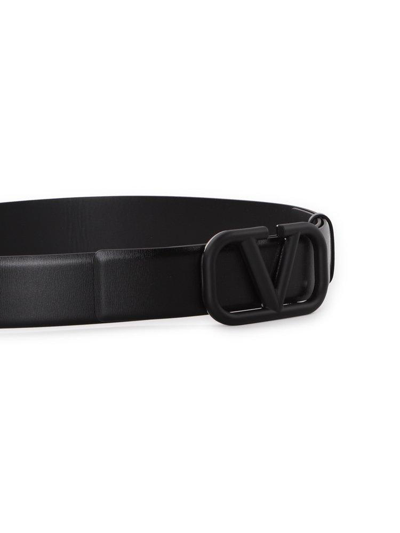 Shop Valentino Vlogo Plaque Buckle Belt In Nero
