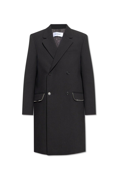 Shop Off-white Double-breasted Long-sleeved Coat In Nero