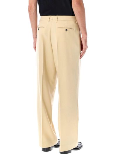 Shop Ami Alexandre Mattiussi Flared Straight Fit Trousers In Ivory