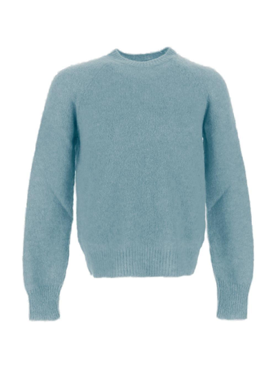 Shop Dries Van Noten Crewneck Knitted Jumper In Light Blue
