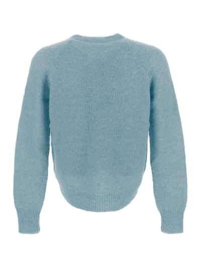 Shop Dries Van Noten Crewneck Knitted Jumper In Light Blue