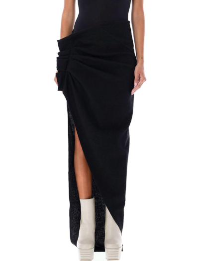 Shop Rick Owens Ruffled Detailed Maxi Skirt In Nero