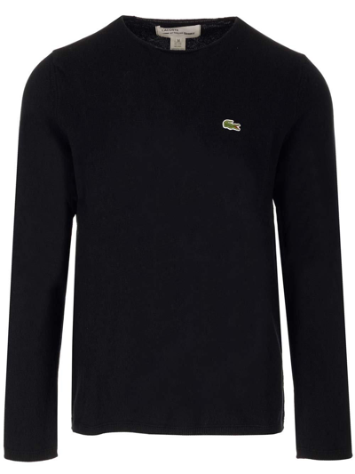 Shop Comme Des Garçons Shirt X Lacoste Crewneck Knitted Jumper In Nero