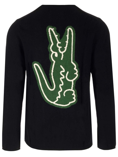 Shop Comme Des Garçons Shirt X Lacoste Crewneck Knitted Jumper In Nero