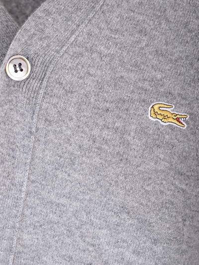 Shop Comme Des Garçons Shirt X Lacoste Asymmetric-hem Buttoned Cardigan In Grigio