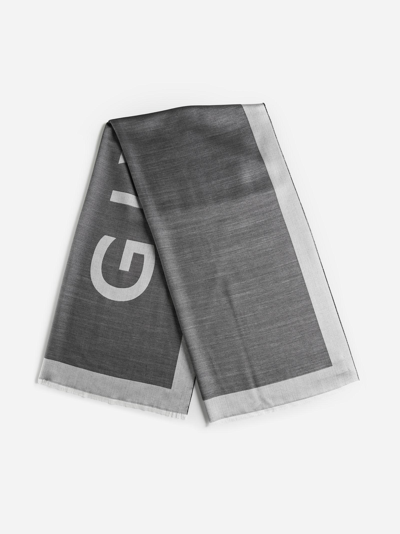 Shop Givenchy Logo Silk And Wool Scarf In Black