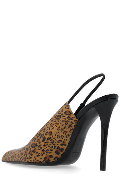 Saint Laurent Animal Patterned Patent Leather Slingbacks With Stiletto Hee
