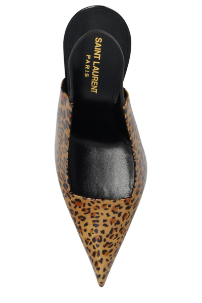 Shop Saint Laurent Raven Slingback Leopard-print Pumps