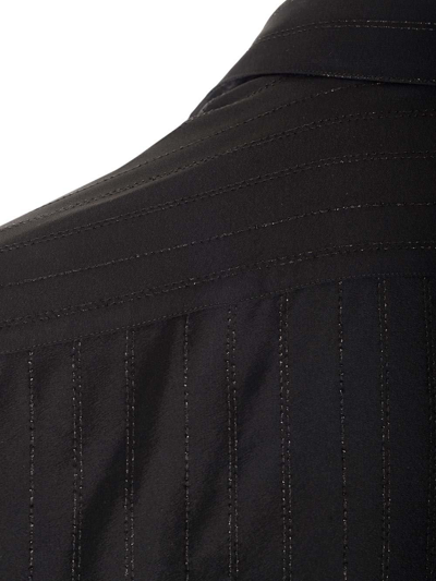 Shop Saint Laurent Striped Long-sleeved Shirt In Black