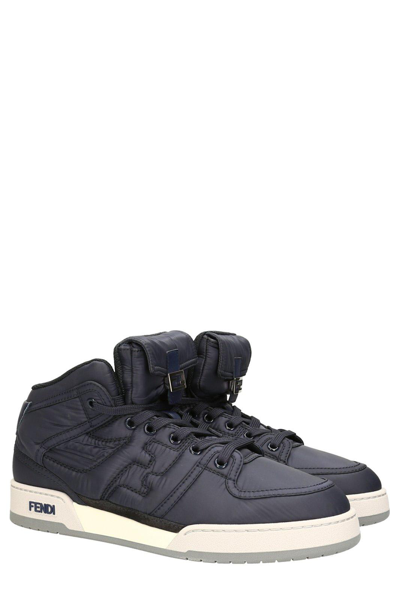 Fendi High-top Sneakers With Textured Finish And Secure Lace-up Closure In Black