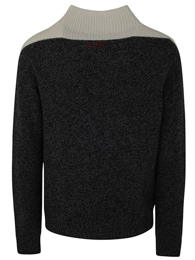 Shop Marni Panelled Turtleneck Sweater In Grigio