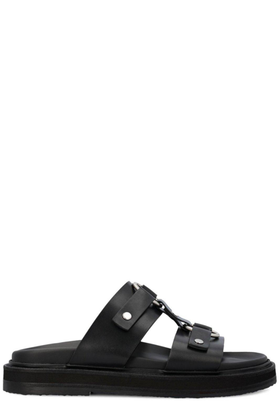 Shop Celine Tippi Engraved Rings Sandals In No Black