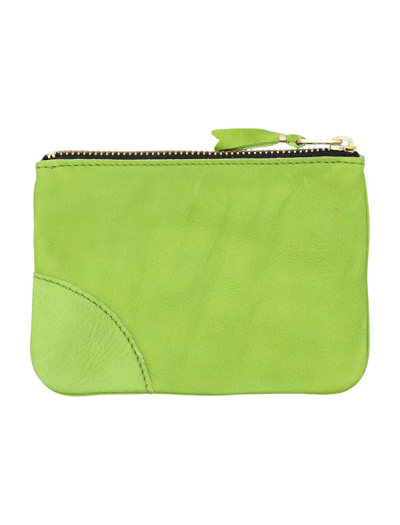 Shop Comme Des Garçons Logo Printed Zip-up Wallet In Green