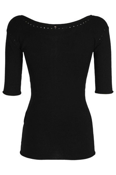 Shop Sportmax Ovest Buttoned Knitted Sweater In Nero