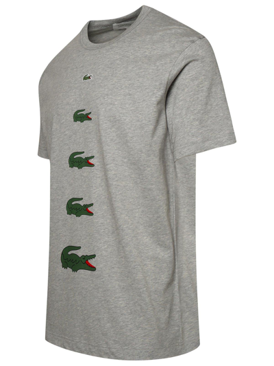 Shop Comme Des Garçons Shirt X Lacoste Logo Printed Crewneck T-shirt In Grigio