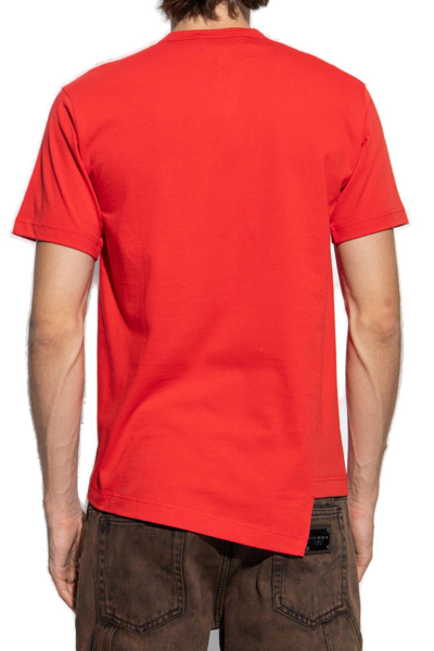 Shop Comme Des Garçons Shirt X Lacoste Asymmetric-hem Crewneck T-shirt In Red