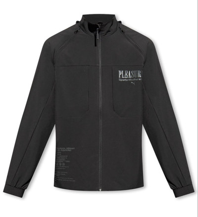 Shop Puma X Pleasures Zipped Track Jacket In Black