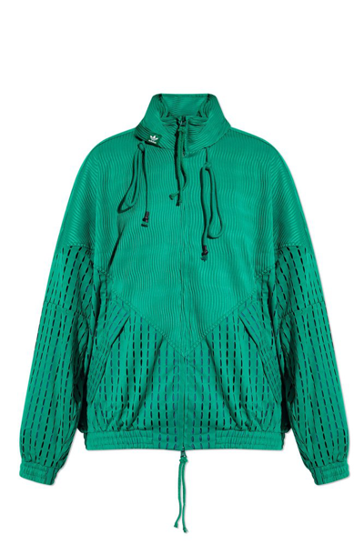 Shop Adidas Originals X Song For The Mute Logo Patch Zipped Jacket In Green