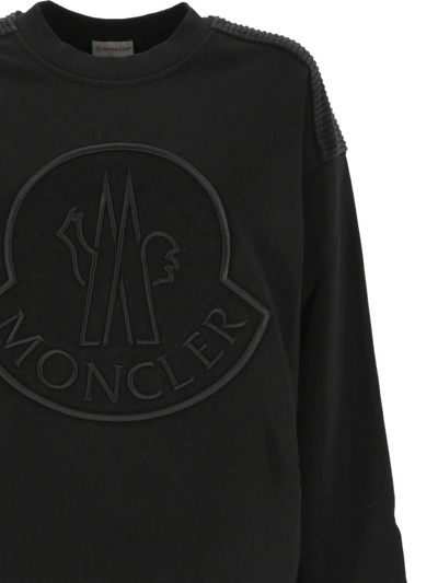 Shop Moncler Logo Embroidered Crewneck Sweatshirt In Nero