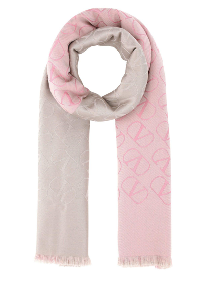 Shop Valentino Embroidered Silk Blend Scarf In Rosa