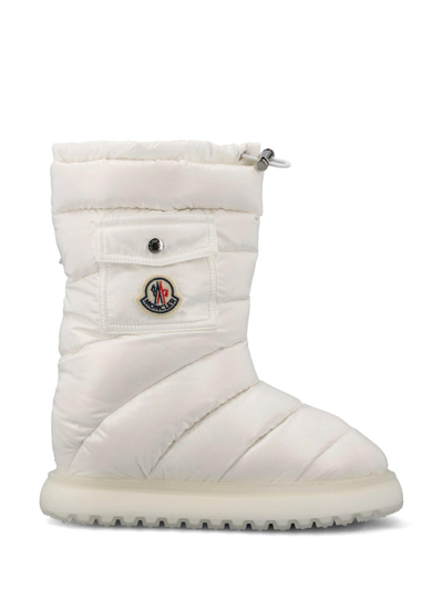 Shop Moncler Logo Motif Patch Puffer Boots In Bianco