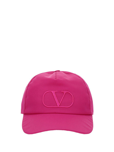 Shop Valentino Logo Embroidered Baseball Cap In Fucsia