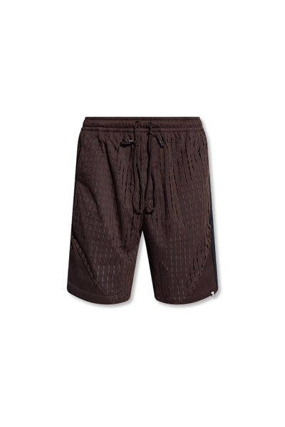Shop Adidas Originals X Song For The Mute Logo Patch Drawstring Shorts In Brown
