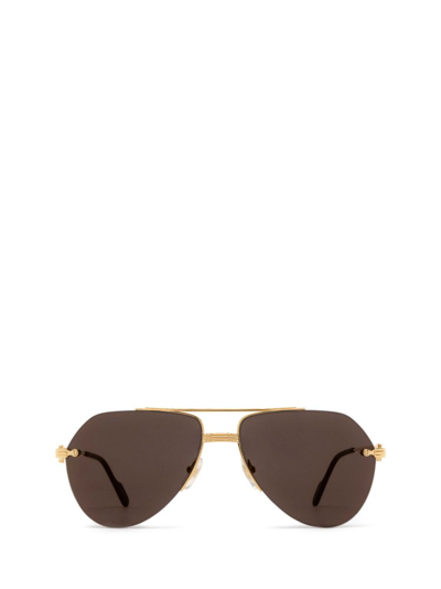 Shop Cartier Aviator Frame Sunglasses In Multi