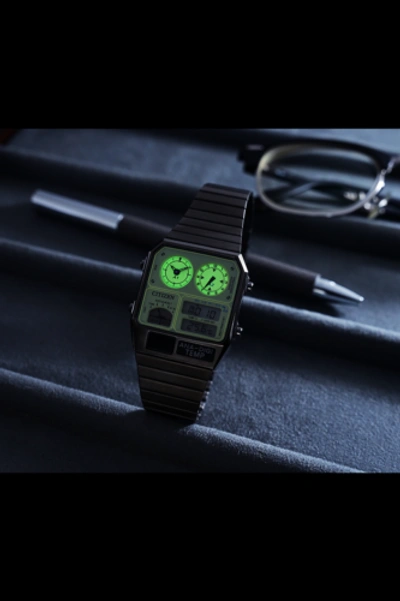 Pre-owned Citizen Jg2147-85x Ana Digi Temp 80s Dual Temperature Display Jump Table Watch