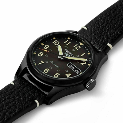 Pre-owned Seiko 5 Sports Men's Black Watch - Srpg41 Brown Dial Us Model