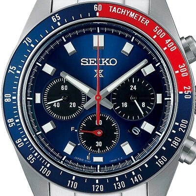 Pre-owned Seiko Prospex Speedtimer Sbdl097 Pepsi Red Blue Chronograph Men Watch In Box