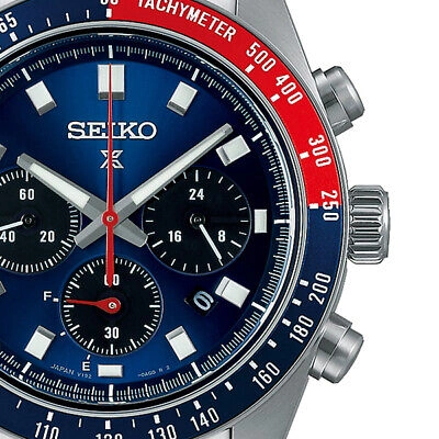 Pre-owned Seiko Prospex Speedtimer Sbdl097 Pepsi Red Blue Chronograph Men Watch In Box