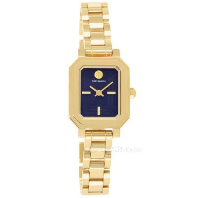 Pre-owned Tory Burch Robinson Womens Double Wrap Watch, Blue Dial, Gold Stainless Steel