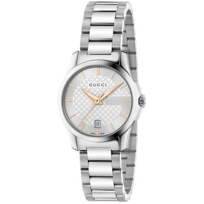 Pre-owned Gucci Ya126523 Women's G-timeless Silver Dial Quartz Watch