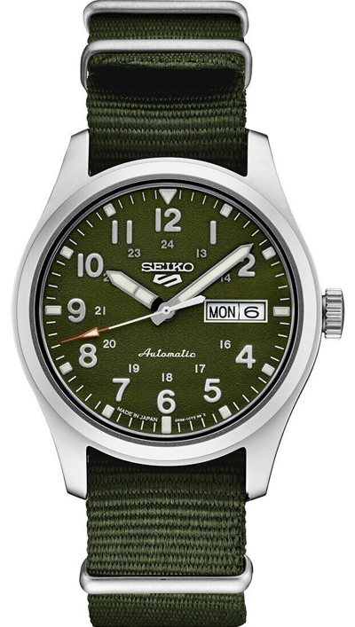 Pre-owned Seiko 5 Srpg33k1 Nylon Band Automatic Sport Analog Mens Watch 100m Wr Srpg33