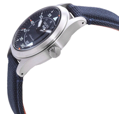 Pre-owned Seiko 5 Srph31k1 Automatic Flieger Nylon Blue Analog Mens Watch Wr Srph31