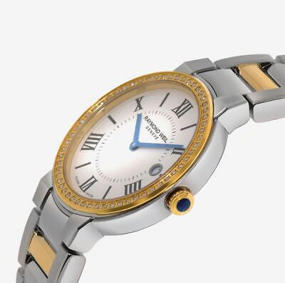 Pre-owned Raymond Weil Jasmine Two-tone Diamond Bezel 35 Mm Dial Watch 5245-sps-00661