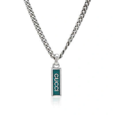 Pre-owned Gucci Unisex 925-sterling Sterling Silver Green Necklace