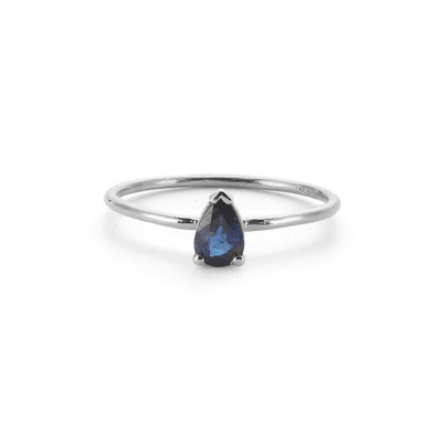 Pre-owned Handmade Sapphire Ring, Pear Sapphire Ring, 14k Solid Gold Ring September Birthstone Ring In White