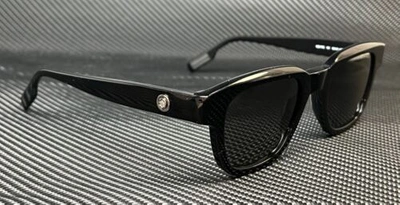 Pre-owned Montblanc Mont Blanc Mb0175s 001 Shiny Black Grey Men's 50 Mm Sunglasses In Gray