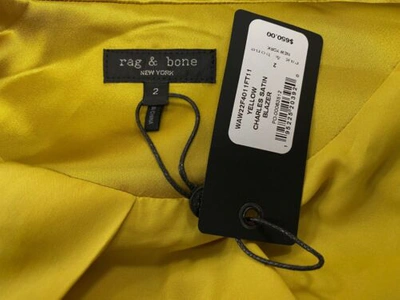 Pre-owned Rag & Bone $650  Women's Yellow Charles Satin Stretch Blazer Coat Jacket Size 2