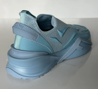 Pre-owned Fendi 1050  Flow Men's Fabric Turquoise Sneakers 12 Us (45 Euro) 7e1504 It In Blue