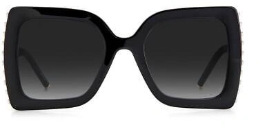 Pre-owned Carolina Herrera Ch 0001/s Black/ Grey Shaded 55/23/145 Women Sunglasses