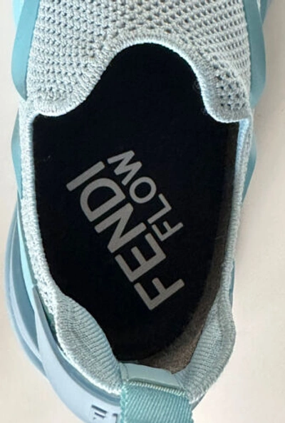 Pre-owned Fendi 1050  Flow Men's Fabric Turquoise Sneakers 12 Us (45 Euro) 7e1504 It In Blue