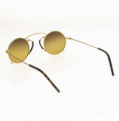 Pre-owned Gucci Aria Pinke-nez 0991 Gold Metal 003 Sunglasses Gg0991s Unisex Authentic In Brown