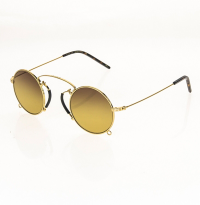 Pre-owned Gucci Aria Pinke-nez 0991 Gold Metal 003 Sunglasses Gg0991s Unisex Authentic In Brown