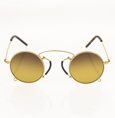 Pre-owned Gucci Aria Pinke-nez 0991 Gold Metal 003 Sunglasses Gg0991s Unisex Authentic In Brown