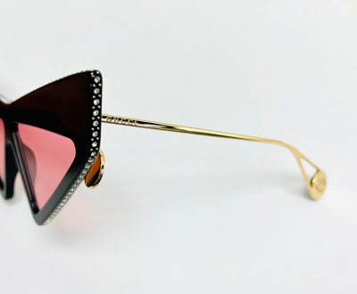 Pre-owned Gucci Authentic Hollywood Forever 0430 Black Pink Crystal Sunglasses Gg0430s 001